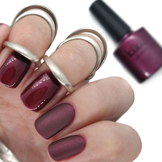 red burgundy deep dark wine gel polish nails nail manicure winter autumn maroon brown shimmer
