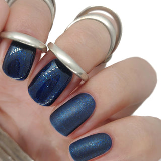kiki london nail gel polish nails art design matte shiny long lasting uk vegan beauty blue night shimmer glitter navy party christmas