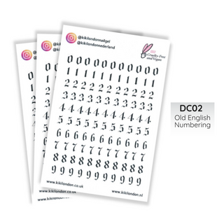 Old English Numbering Decal Nail 