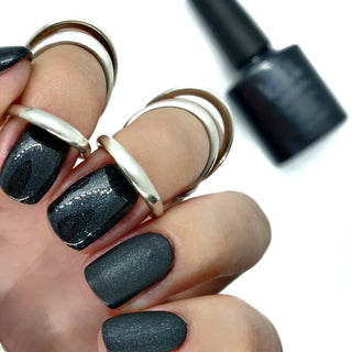 jet black nail gel polish nail nails shimmer glitter metallic staple classic dark deep silver 