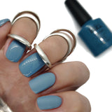 gel polish nail nails gellack gellak blue grey teal pastel muted stone light creme
