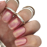 pink nails nail gel polish shimmer gold light pale silver glitter frosty shine pearl pearlescent pearly glitter pastel  