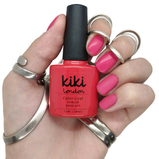 pink nails gel polish nail pretty pink manicure bright classic rose creme cream rosey kiki london art design matte shiny long lasting uk vegan beauty