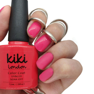 pink nails gel polish nail pretty pink manicure bright classic rose creme cream rosey kiki london art design matte shiny long lasting uk vegan beauty