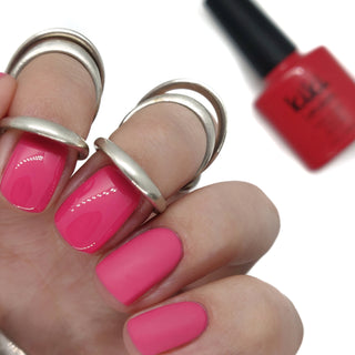 pink nails gel polish nail pretty pink manicure bright classic rose creme cream rosey kiki london art design matte shiny long lasting uk vegan beauty