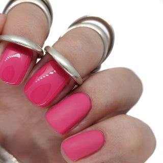 pink nails gel polish nail pretty pink manicure bright classic rose creme cream rosey kiki london art design matte shiny long lasting uk vegan beauty