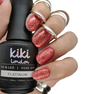 gel polish nail nails red glitter shimmer bright red festive christmas metallic silver specs
