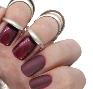 red burgundy deep dark wine gel polish nails nail manicure winter autumn maroon brown shimmer