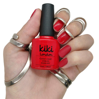 kiki london nail gel polish nails art design matte shiny long lasting uk vegan beauty   red nails classic bright gel polish nail nails christmas festive bright orange coral neon