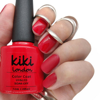 kiki london nail gel polish nails art design matte shiny long lasting uk vegan beauty   red nails classic bright gel polish nail nails christmas festive bright orange coral neon