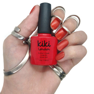 kiki london nail gel polish nails art design matte shiny long lasting uk vegan beauty   red orange bright gel polish nails gellac gellack nail shimmer summer fall burnt amber