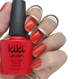 kiki london nail gel polish nails art design matte shiny long lasting uk vegan beauty   red orange bright gel polish nails gellac gellack nail shimmer summer fall burnt amber