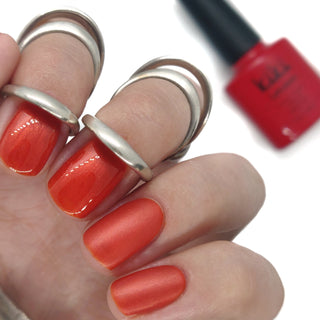 kiki london nail gel polish nails art design matte shiny long lasting uk vegan beauty   red orange bright gel polish nails gellac gellack nail shimmer summer fall burnt amber