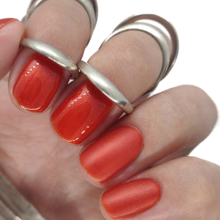 kiki london nail gel polish nails art design matte shiny long lasting uk vegan beauty   red orange bright gel polish nails gellac gellack nail shimmer summer fall burnt amber