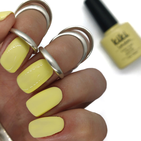 yellow gel polish nails nail manicure bright summer light lemon neon 