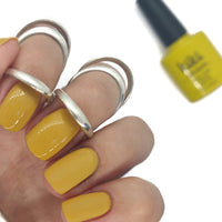 gel polish nail nails manicure yellow bright mustard fall summer muted 