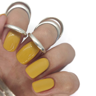 gel polish nail nails manicure yellow bright mustard fall summer muted 