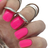pink gel polish nails nail neon bright uv glow in the dark rave summer glowing vivid