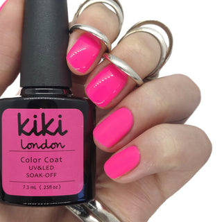 pink gel polish nails nail neon bright uv glow in the dark rave summer glowing vivid